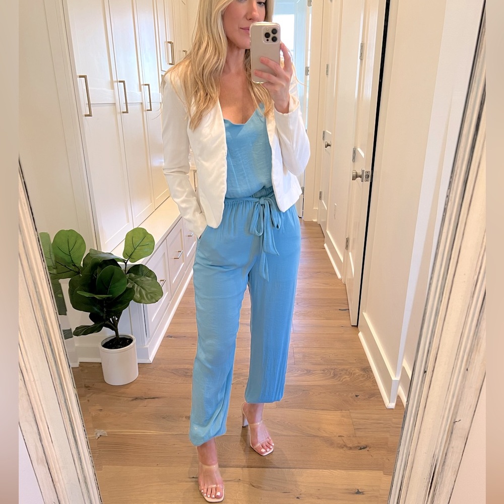 Naked Zebra Silk Teal Jumpsuit- Small